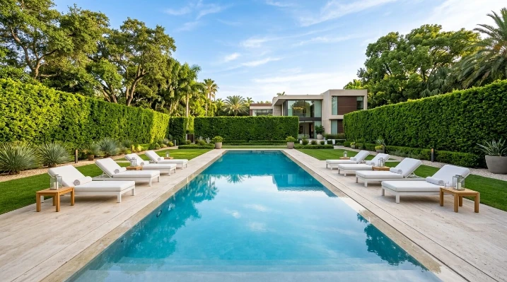 Luxury custom swimming pool built by expert swimming pool builders in Dubai for a private villa.